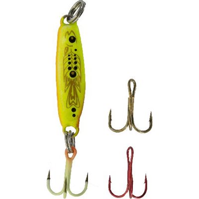 Lindy Rattl'n Flyer Spoon Ice Fishing Lure Fire Tiger 1 1/4 in. 1