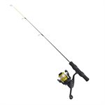 HT Iceman Solid Black 24'' Light Ice Rod & Reel combo w / Line