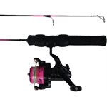 HT Solid Pink 25'' Medium Ice Rod & Reel