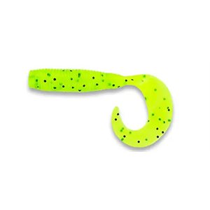 YAMAMOTO 4 Single Tail Grub Chartreuse W / Large Black Flak